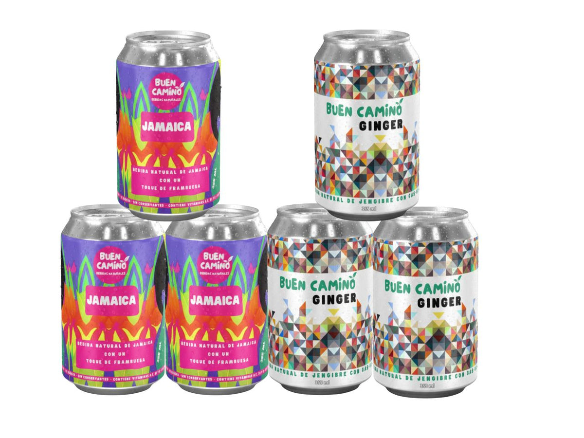 6 Pack Variedades 50% Jamaica 50% Ginger, Latas 355 ml