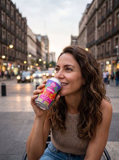 PREVENTA Jamaica/Hibisco Frambuesa Sin Azúcar | Bebida Gasificada | Pack Latas 355ml
