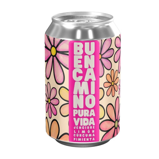Pura Vida: Jengibre, Limón, Cúrcuma, Pimienta. Sin Azúcar| 6 Pack Latas 355cc